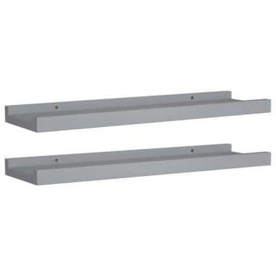Cubilan 15.7 in. x 3.5 in. x 1.2 in. 2-Piece Gray MDF Floating Wall Shelf Ledge