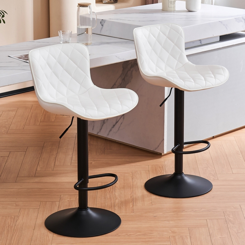 Denan Swivel Adjustable Height Bar Stools, Leather Modern Barstools, Upholstered Counter Stool