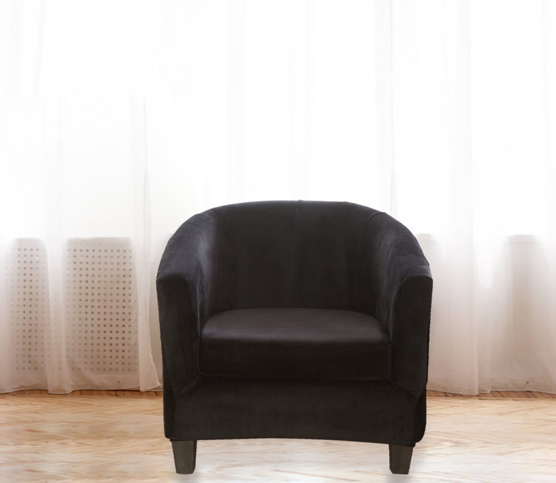 Devrick 2-Piece Velvet Caf Chair Slipcovers With Box Cushion Covers - Elegant Bathtub Armchair Design
