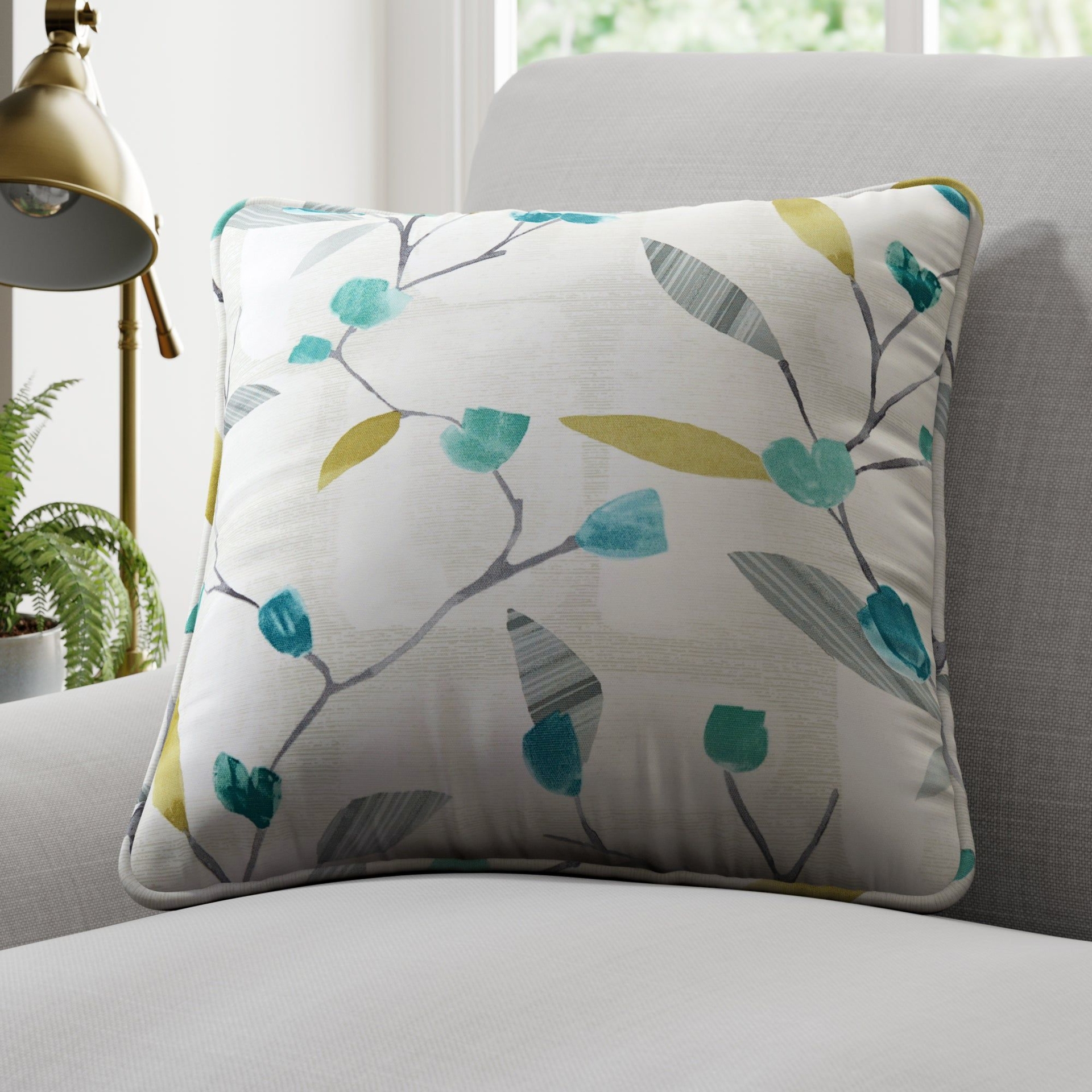 Dunelm Made to Order EVA Teal Piped Edge Cushion Cover, Size: 41x41cm