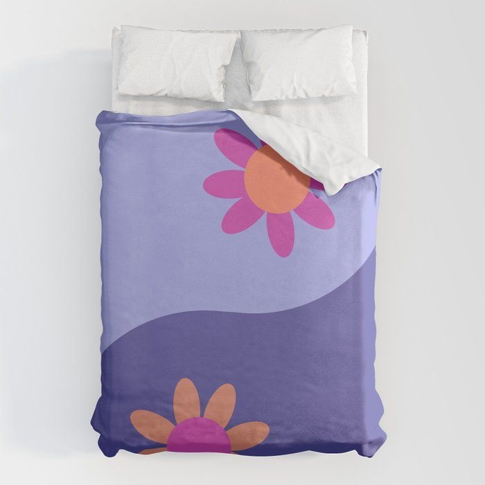 Duvet Cover | Yin Yang Floral - Periwinkle by Gale Switzer - Queen: 88" x 88" - Microfiber Polyester - Society6