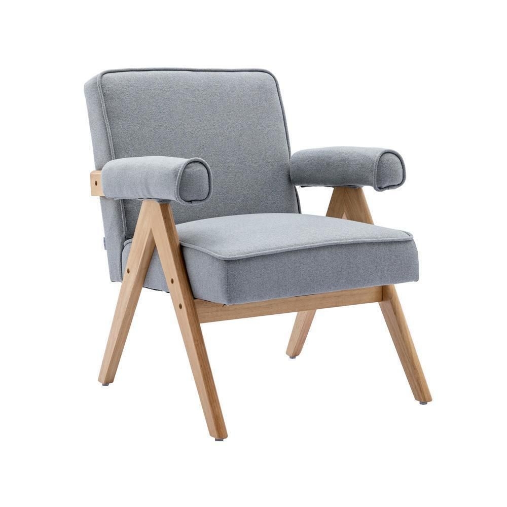 Easy Assembly Leisure Chair With Wood Armrest And Feet Accent Chair Furniture