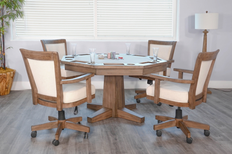 Eric Laurel Foundry Modern Farmhouse 53'' 8 - Player Mahogany Foldable Poker Table with Chairs