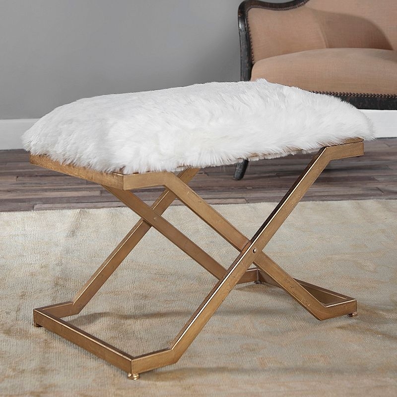 Farran Faux-Fur Small Bench, Multicolor