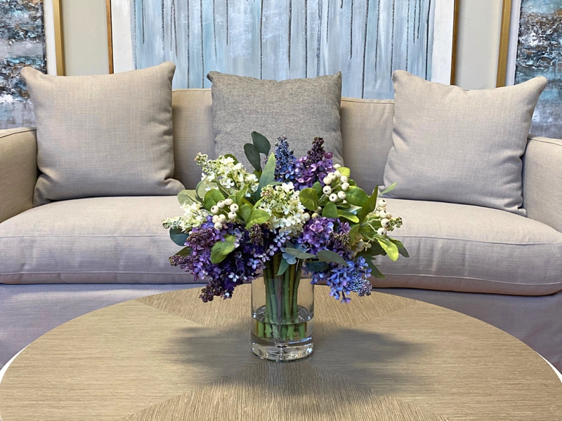 Faux Floral Arrangement with Lilacs and Berries