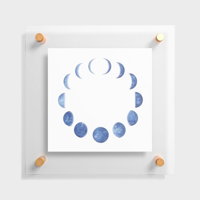 Floating Acrylic Print | Blue Moon Phases | Watercolor Painting by Kris Kivu - Gold - 10" x 10" - Society6