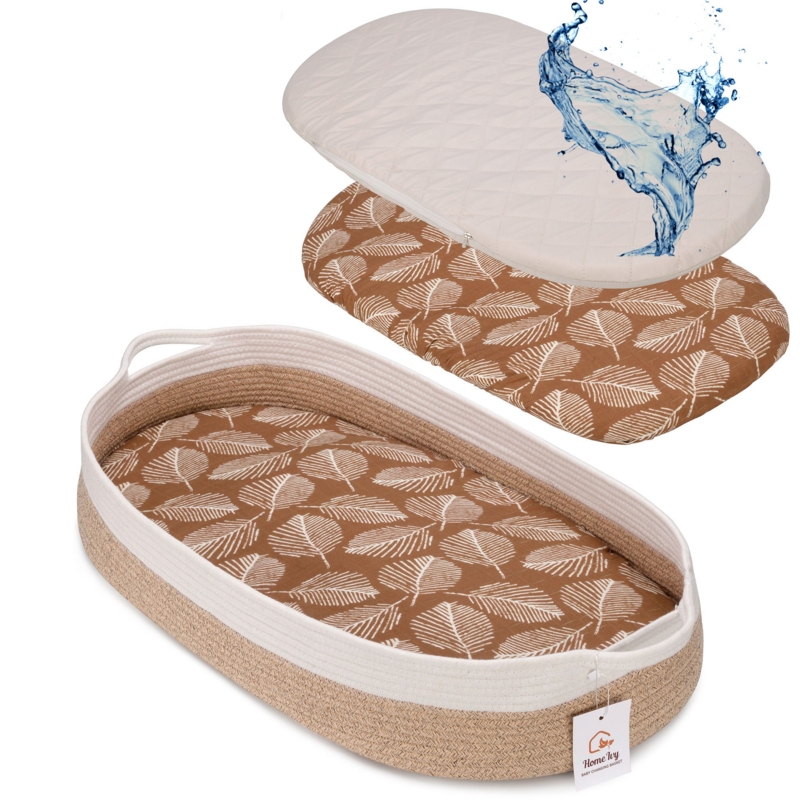 Florida Baby Changing Basket with Foam Pad, Removable Waterproof Mattress Cover u0026 Muslin Cover Sheet