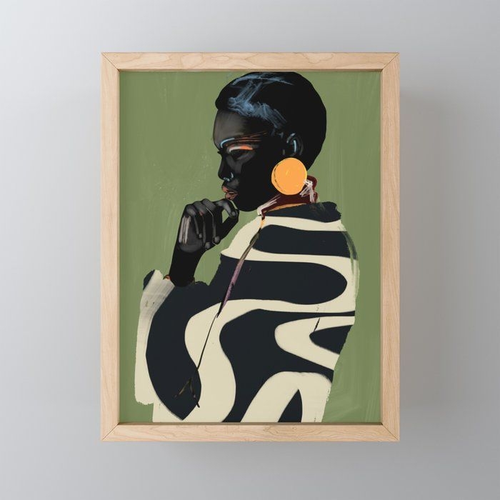 Framed Mini Art Print | Girl Portrait 8 by Thingdesign - Light Wood - 3" x 4" - Society6