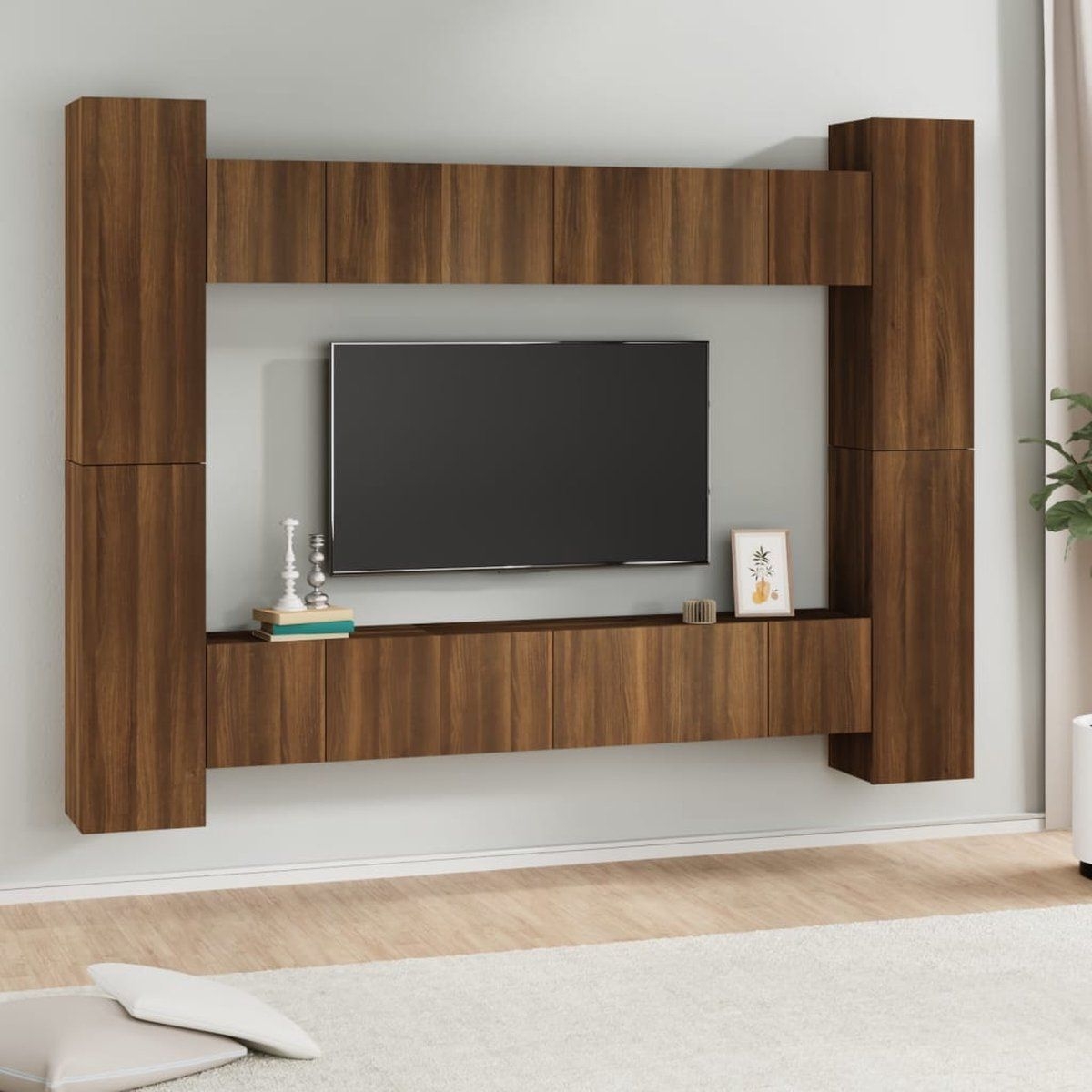 Furniture Limited - 10-delige Tv-meubelset bewerkt hout bruineikenkleurig