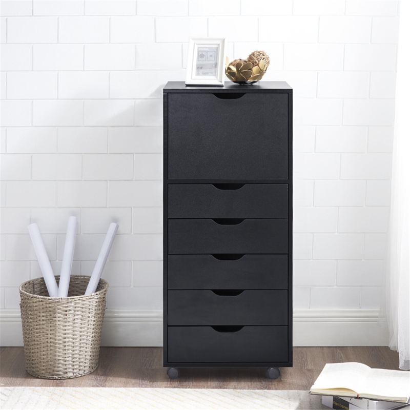 Garysburg 6 Drawer Storage File Cabinet on Wheels, Filing Organizer with Drawer Storage for Home and Office