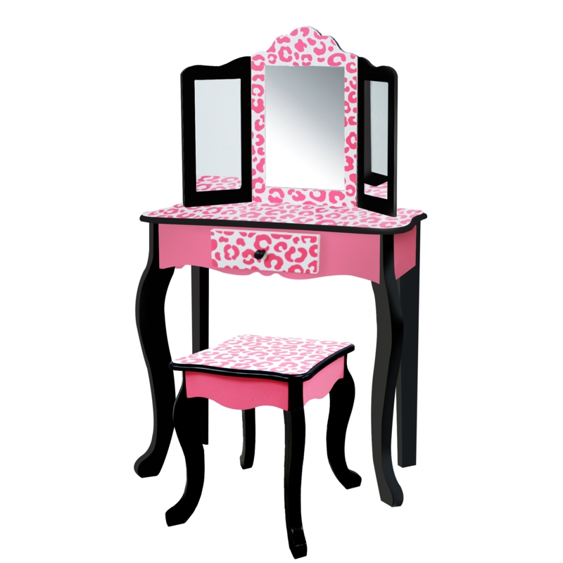 Gisele Teamson Kids Wooden Leopard 2-pc. Vanity Set, Black/Pink