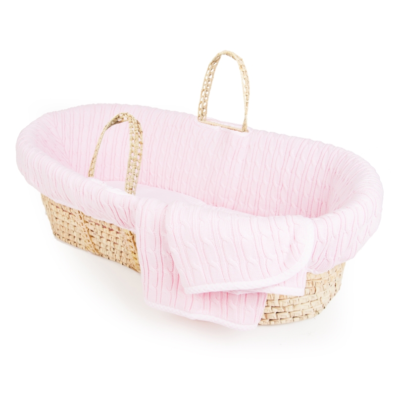 Goolsby Cable Knit Moses Basket with Bedding