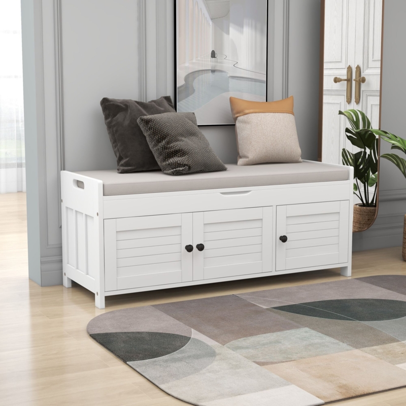 Gorton Linen Blend Upholstered Storage Bench