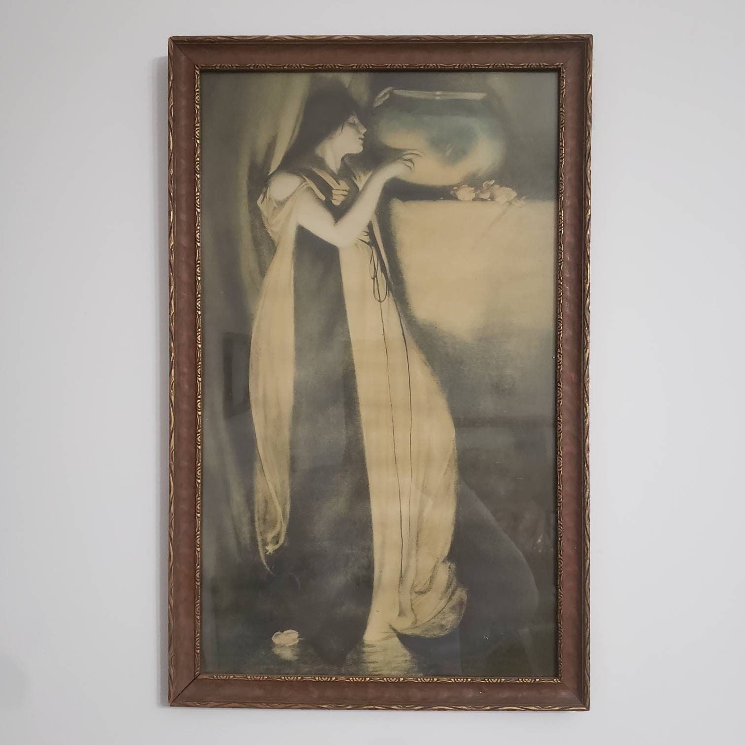 Greaving Mother With Fish - Antique Wall Art - Roman Gothic Goddess - Isabella And The Pot Of Basil - John White Alexander - Art Nouveau