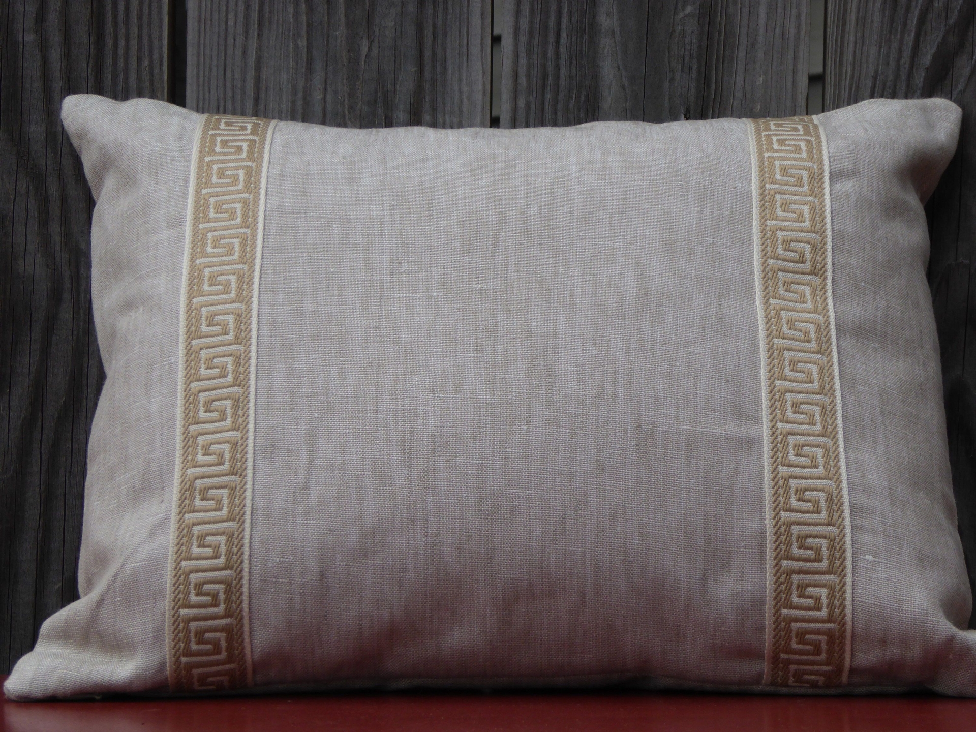 Greek key linen pillow cover