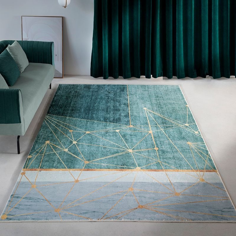 Grey Living Room Carpet Modern Geometric Pattern Area Rug Non-Slip Backing Rug - 5'3 x 7'7 / Dark Gray