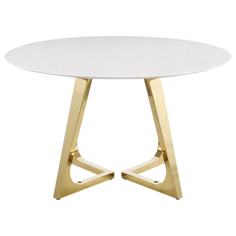 Gwynn Round Marble Top Metal Base Dining Table