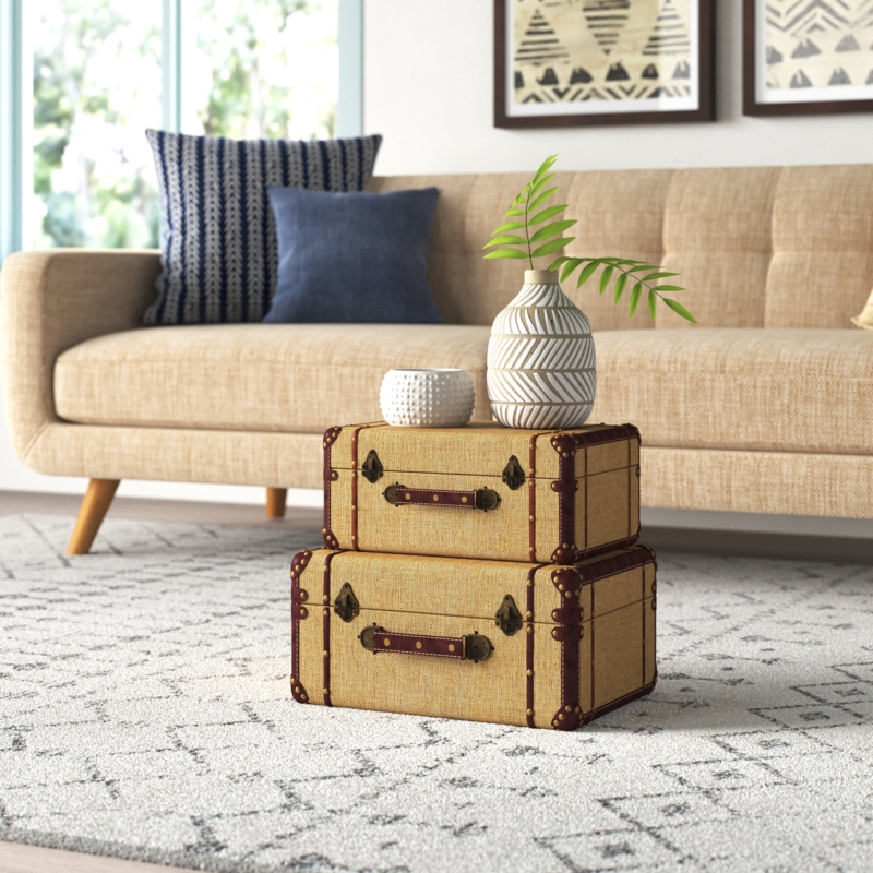 Hamachi 2 Piece Solid Wood Vintage Trunk