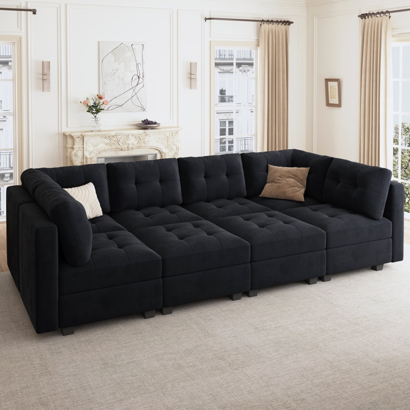 Hartig 8 - Piece Velvet Sectional