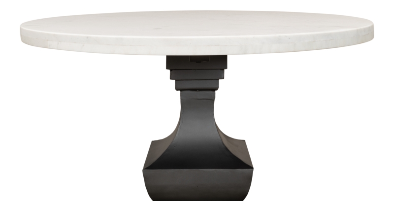 Haviland Round Marble Top Metal Base Dining Table