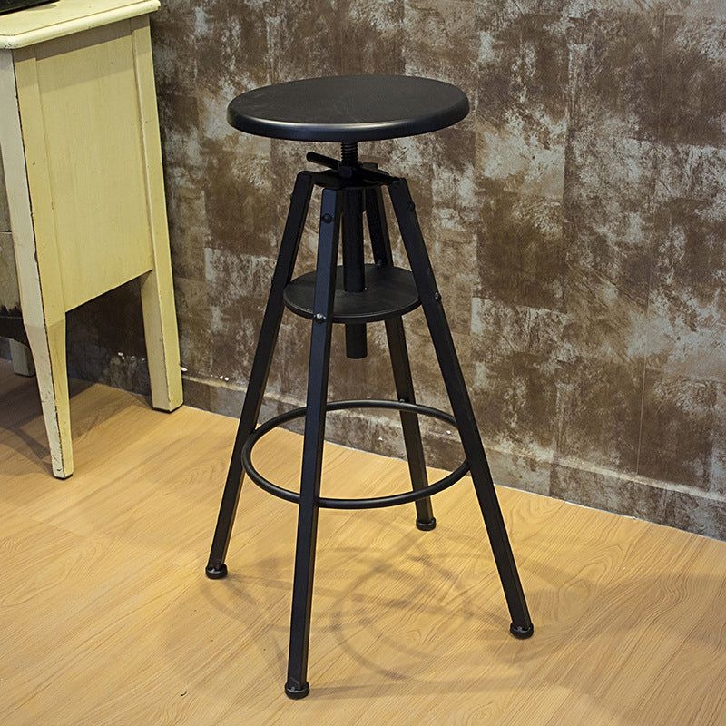 Height Adjustable Metal Barstools Industrial Style Backless Counter Stools Black - Iron / 1 Piece