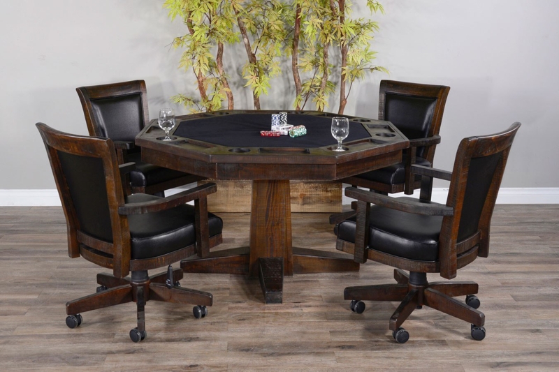 Henry Decor 53" 8 - Player Reversible Poker Table With Chairs (Set of 5)
