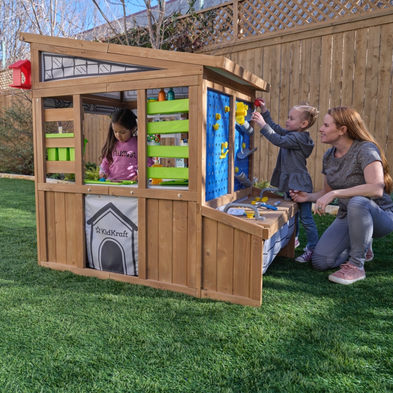 Hobby Workshop Wooden Crafting Playhouse With Garage Door