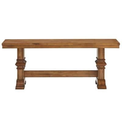 HomeSullivan Oak Dining Bench With Trestle Leg, Brown