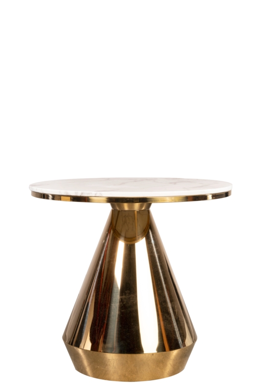 Hulett Round Marble Top Metal Base Dining Table