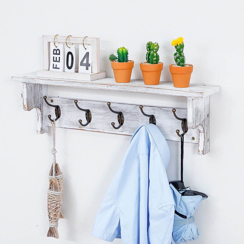 Ilonca Solid Wood Wall 5 - Hook Wall Mounted Coat Rack