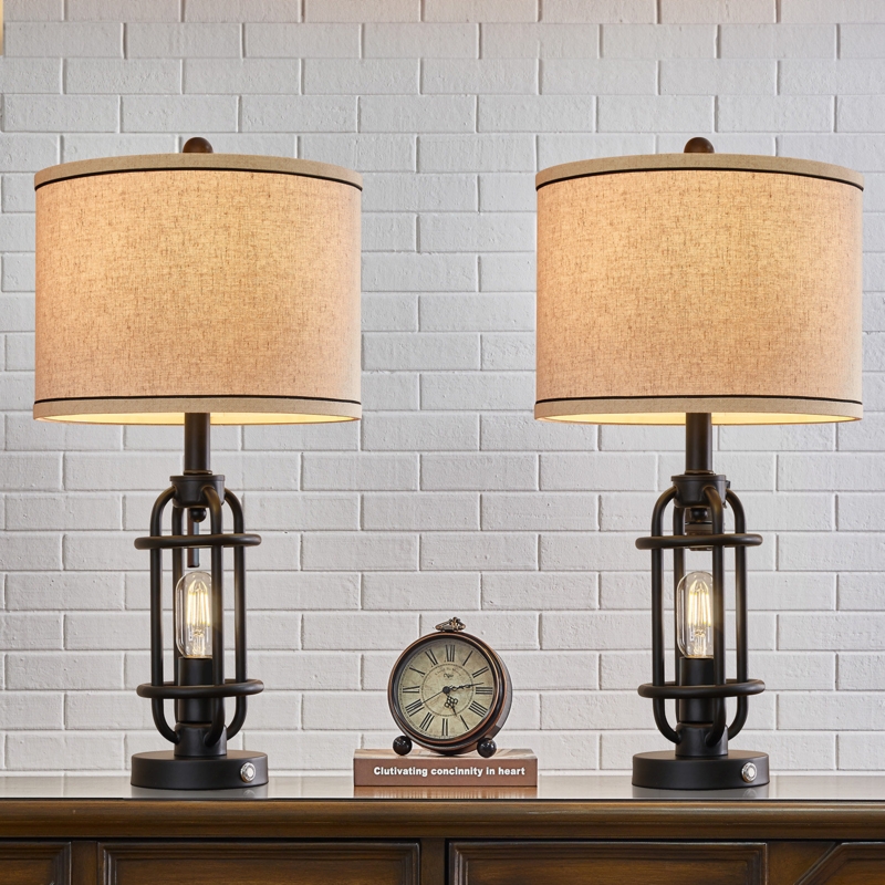 Jacolbi 3 Way Dimmable Touch Control Table Lamp with Dual USB Ports