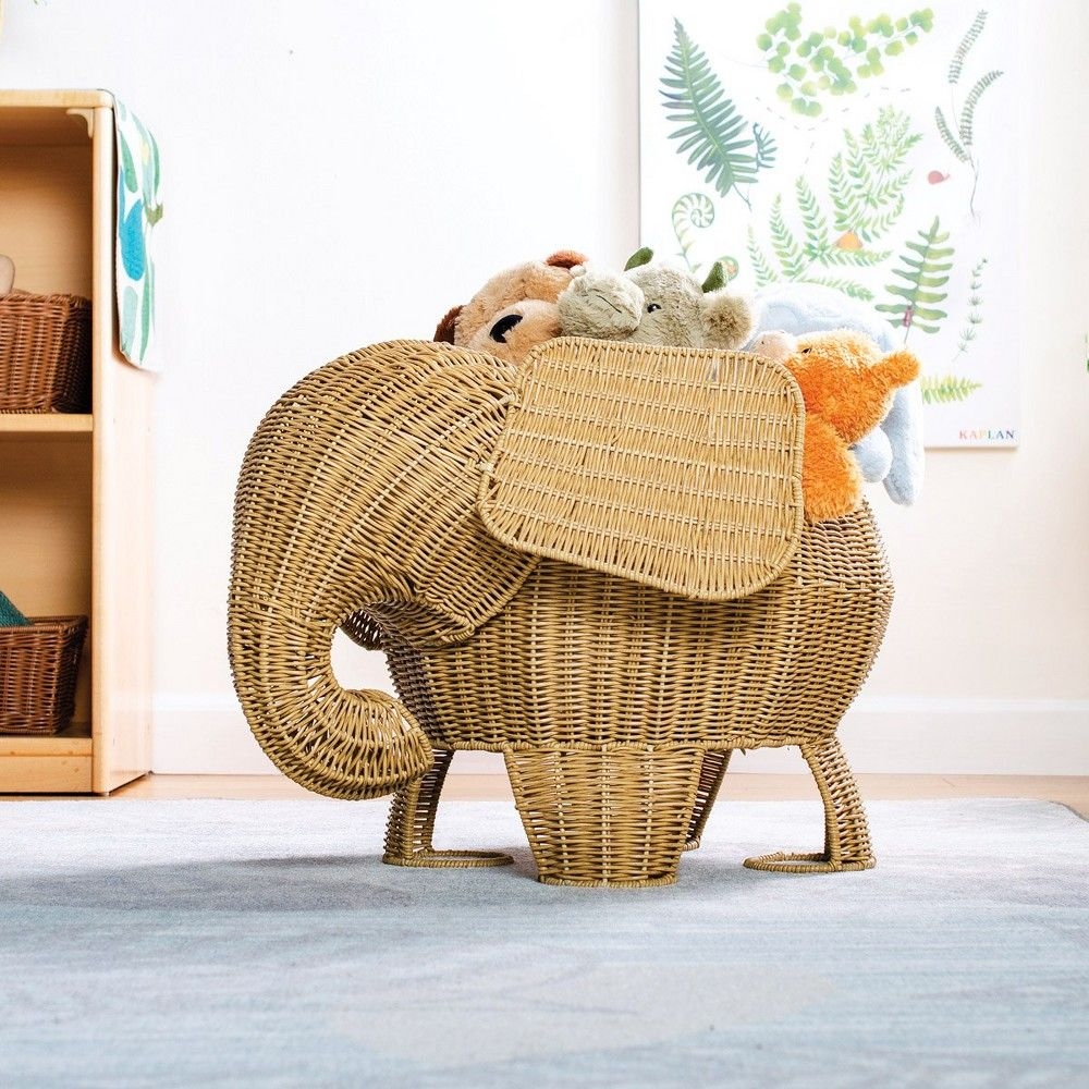 Kaplan Early Learning Elephant Washable Wicker Floor Basket