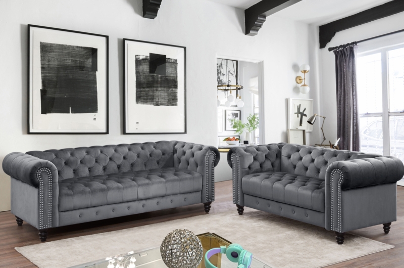 Kari 2 Piece Velvet Living Room Set