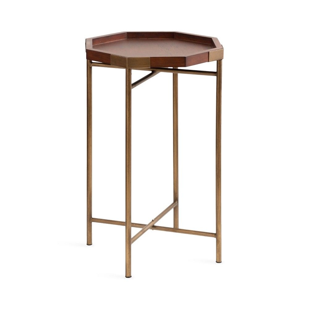 Kate and Laurel Occonor Octagon Wood Side Table, 15x15x24, Walnut Brown