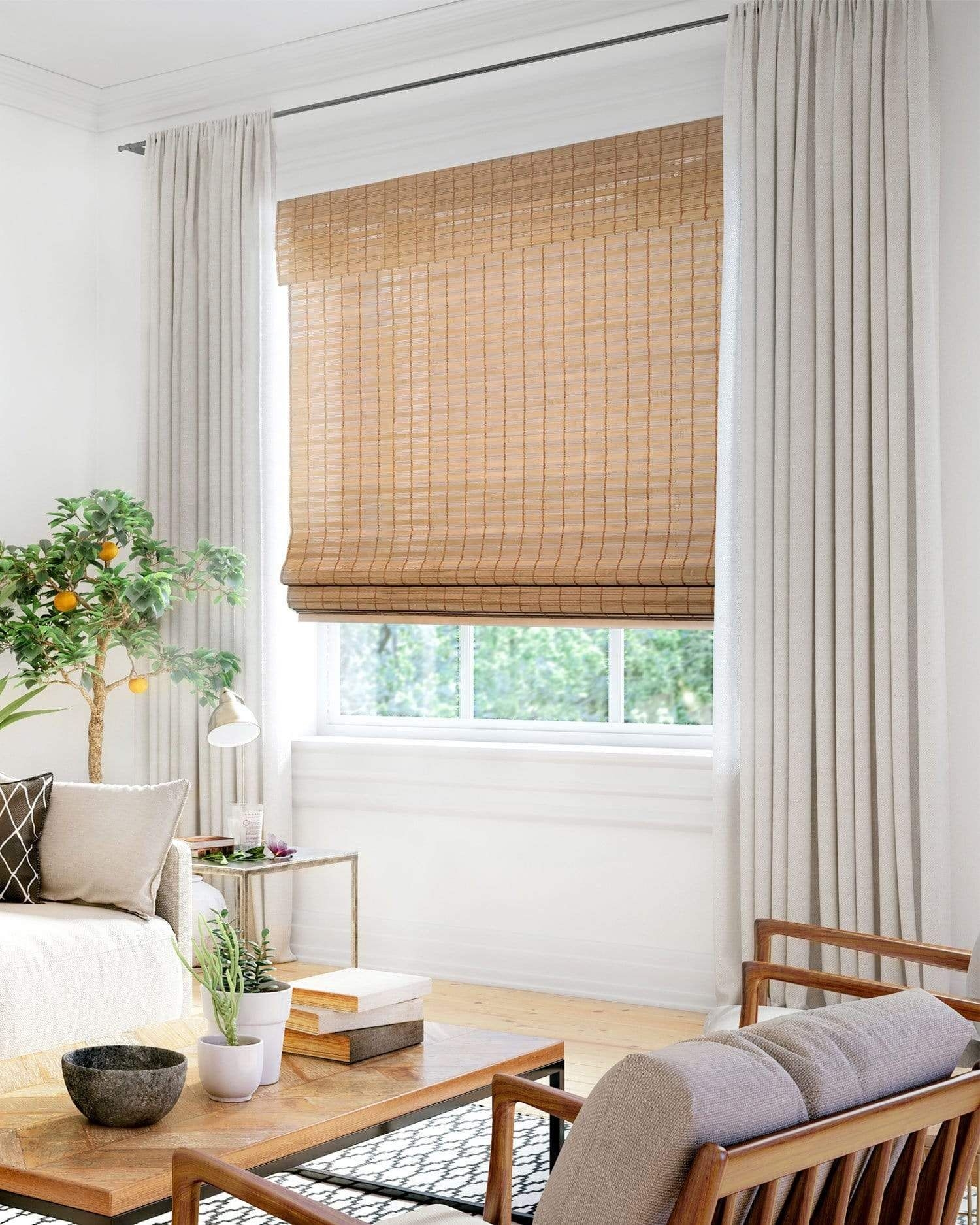 Light Filtering | Natural Bamboo with Valance | Forrest - Beaver / 39W X 64H