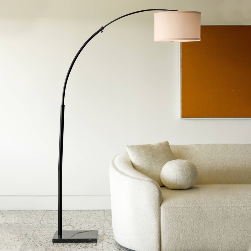 Logan 76 in. Modern 1-Light Adjustable and Extendable LED Floor Lamp with Fabric Drum Shade