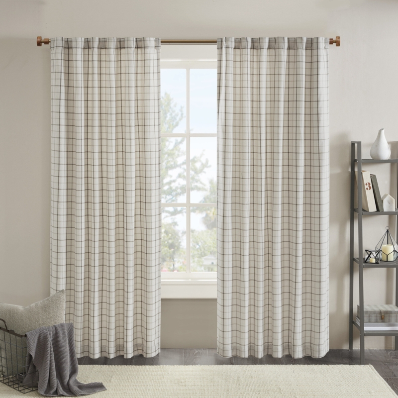 Marcum Woven Plaid Room Darkening Thermal Fleece Lined Single Curtain Panel
