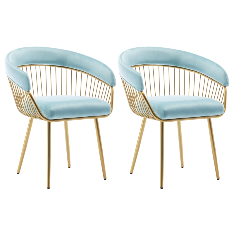 Modern Mid Century Dining Chair, Upholstered Velvet Dining Room Chairs with Metal Legs for Makeup/Living Room