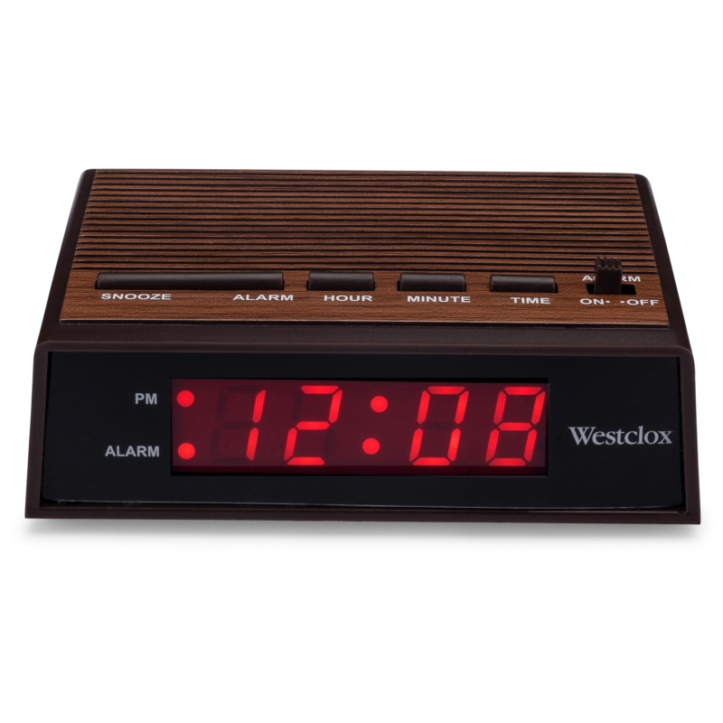 Modern u0026 Contemporary Digital Tabletop Clock with Alarm in Brown
