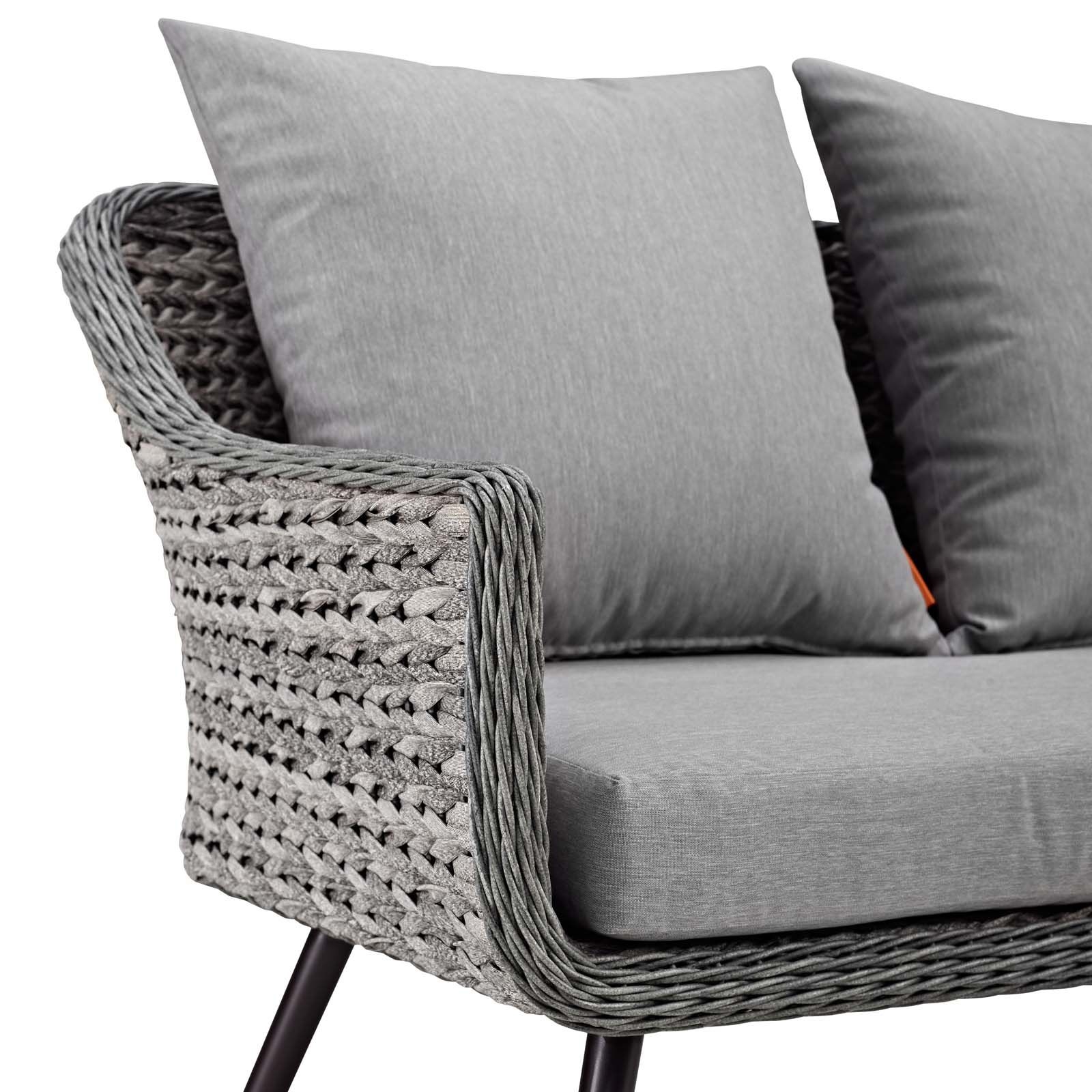 Modway Endeavor Outdoor Patio Wicker Rattan Loveseat Gray