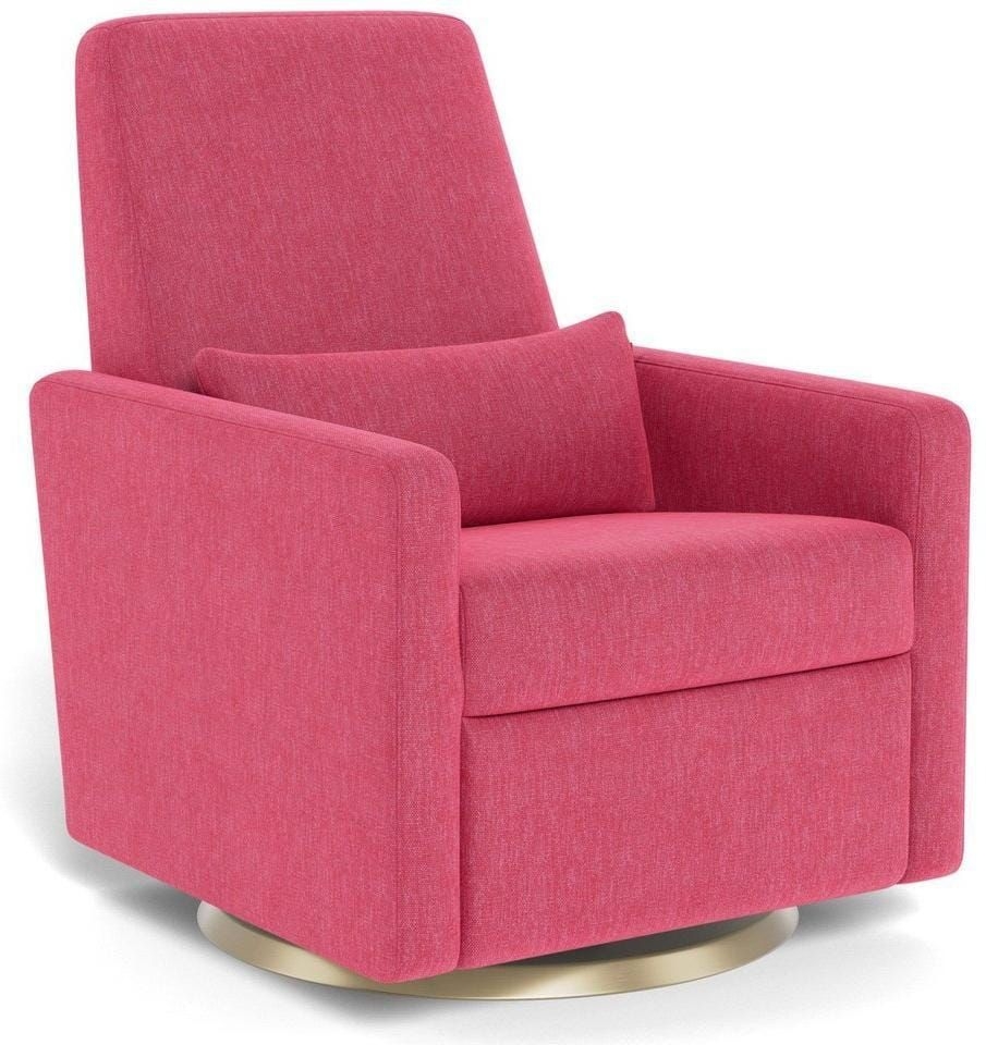 Monte Design Grano Glider Recliner - Performance Fabrics - Hot Pink Performance Heathered / Gold Swivel and Glide