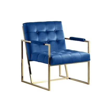 Morden Fort Blue Accent Chair for Living Room with Golden Metal Frame