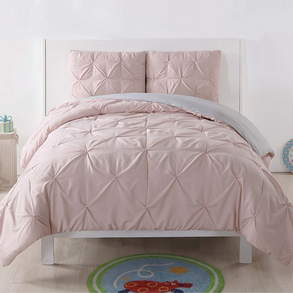 My World Kids Pleated Duvet Cover Set, Blush, Queen