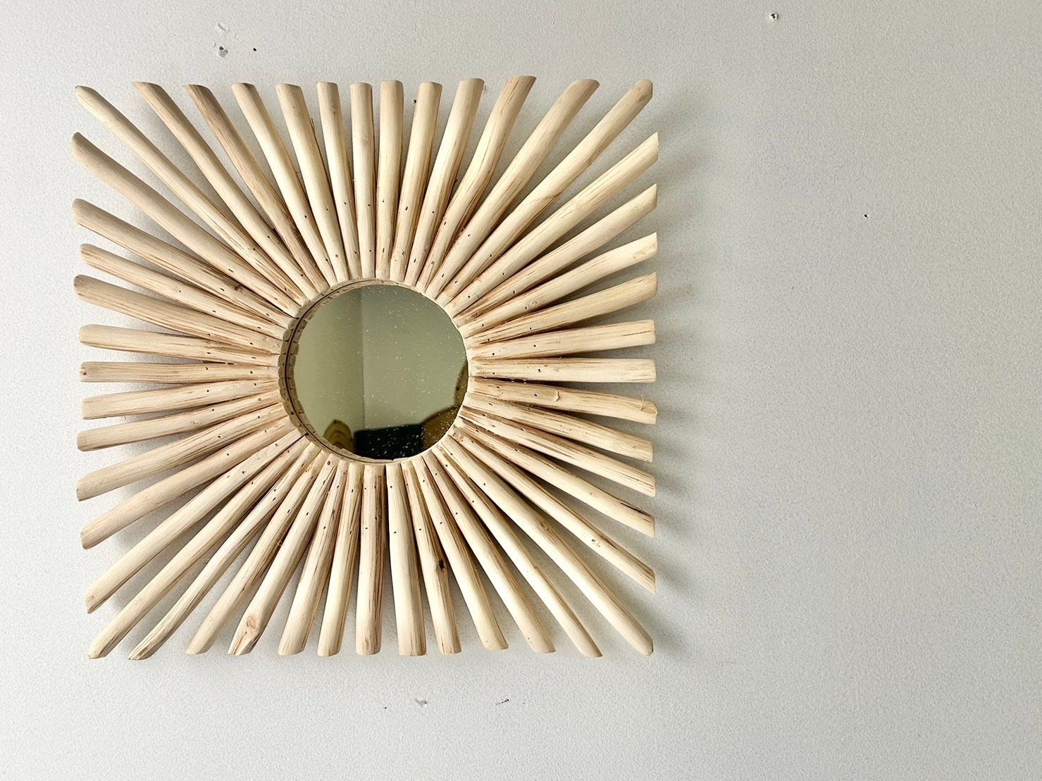 Natural Wood Stick Wall Mirror