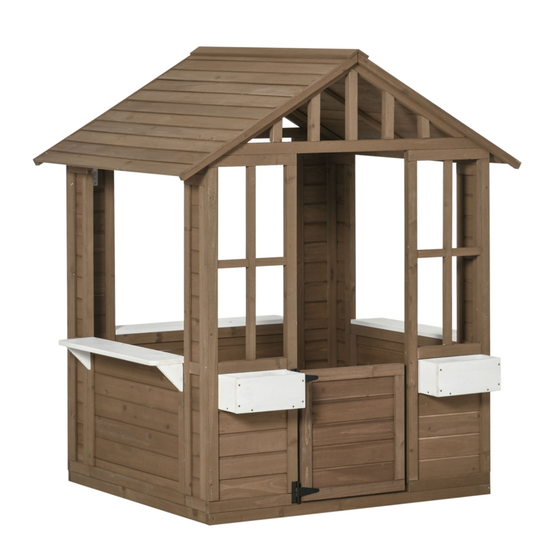 Outsunny 38.25'' W x 46.75'' D Outdoor Solid Wood Playhouse
