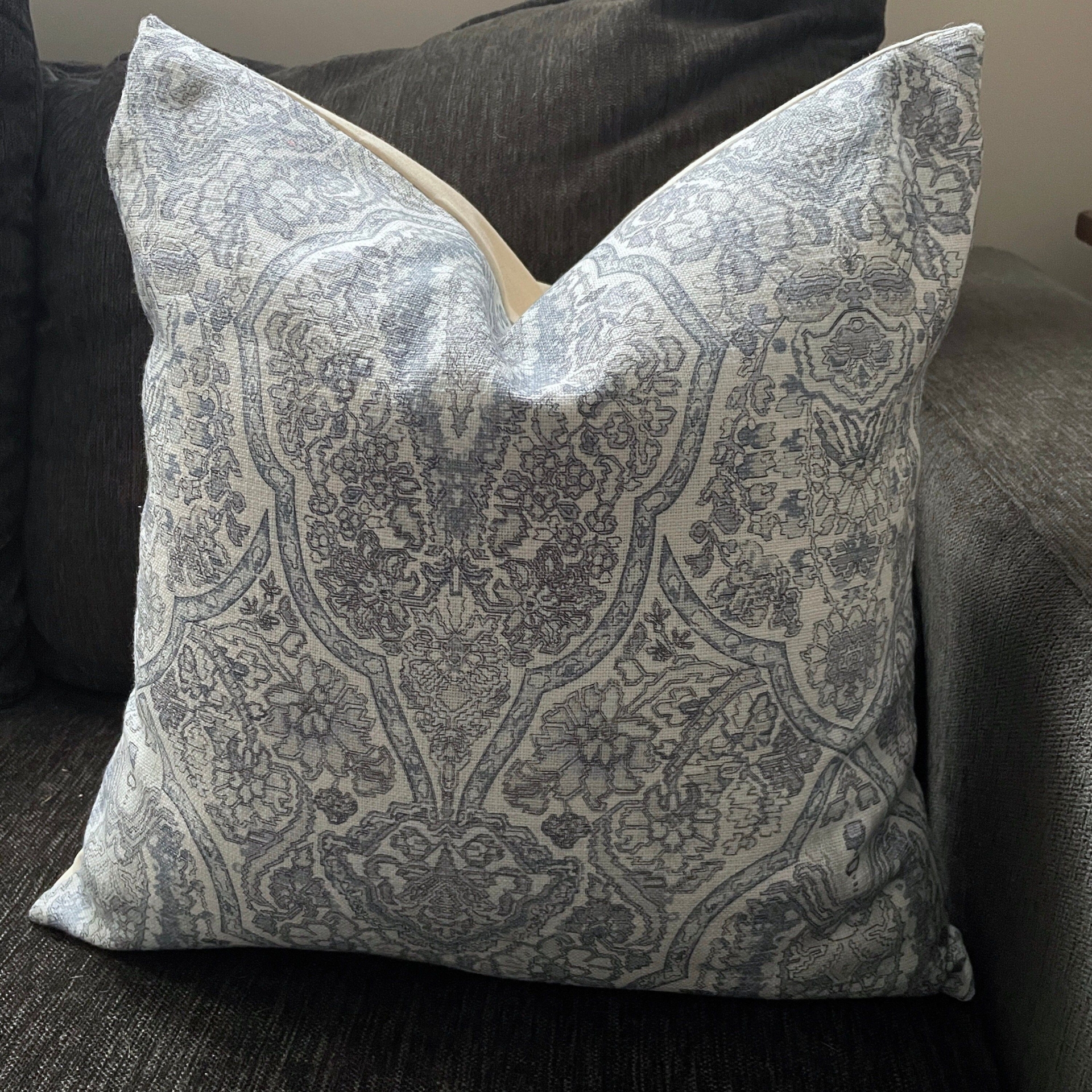 "Pale Blue and Grey Morrocan Design Cushion Cover Throw Pillow. 18\"/20\" (45/50cm). Made Australia."