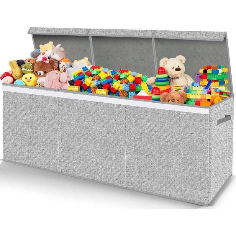 Pantryily Extra Large Toy Box For Girls Boys - Collapsible Kids Toy Chest Boxes Organizers And Storage For Nursery,playroom,office 35.8"x12.6"x16"(grey)