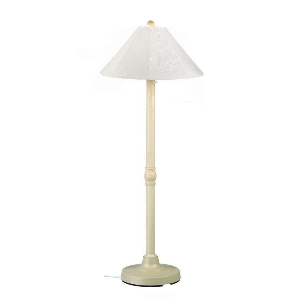Patio Living Concepts San Juan 60 in. Outdoor Bisque Floor Lamp with Natural Linen Shade