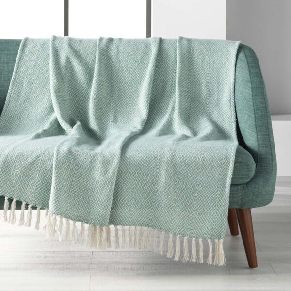 Plaid coton (125 x 150 cm) Louisette Vert sauge