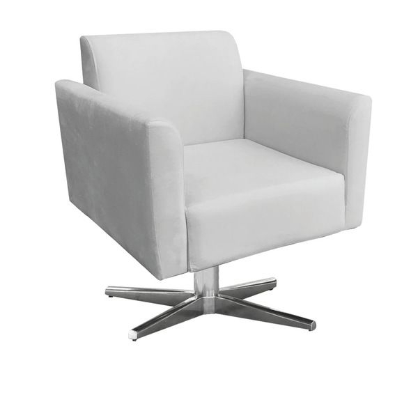 Poltrona Giratria Marisa Suede Cinza Base Cromada D'rossi